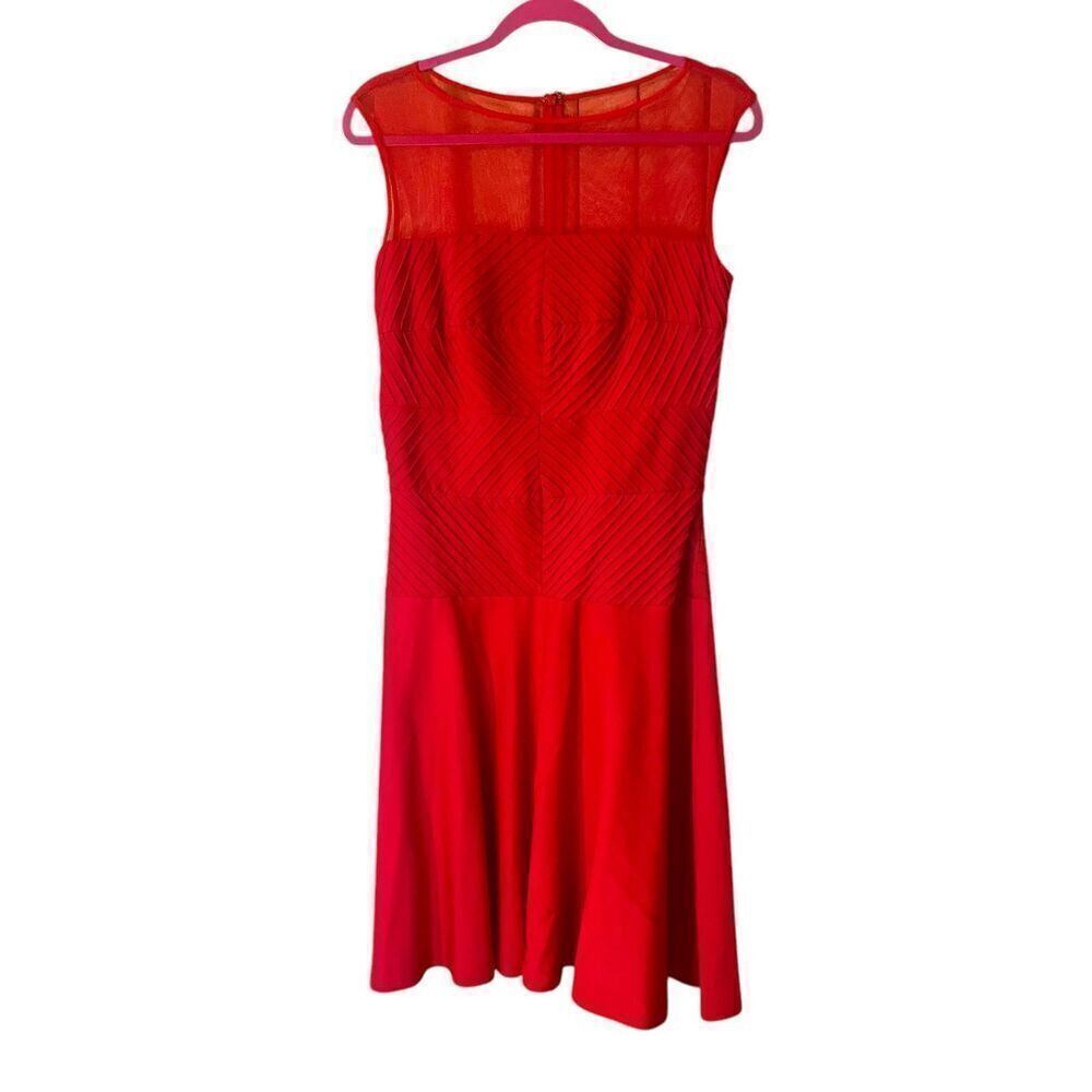 Tadashi Shoji Red Sleeveless Geometric Dress‎